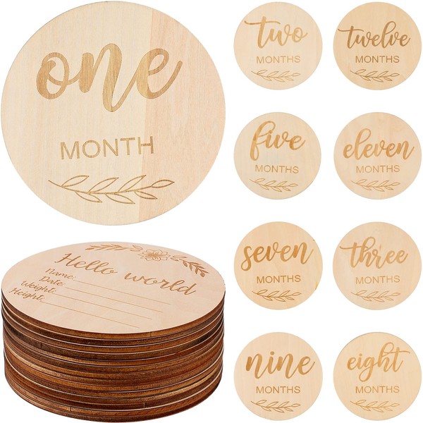 1 Set Baby Monthly Milestone Discs Wooden Discs Newborn Milestone