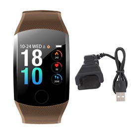 Q11 Large Color Screen Sports Waterproof Bracelet Heart Rate Sleep Monitor Smart Watch(Brown)
