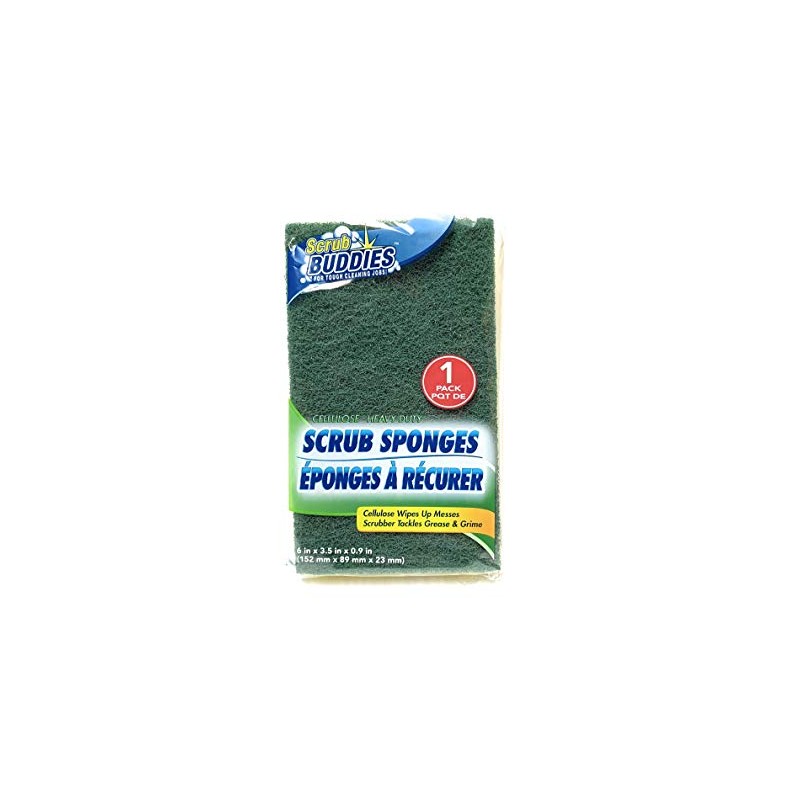Scrub Sponge, cellulose wipes up mess & scrubber takles grease