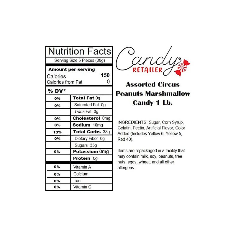 Candy Retailer Assorted Circus Peanuts Marshmallow Candy 1 Lb.