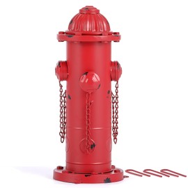 YiLifebes Fake Fire Hydrant for Dogs, 16.3" Red Metal Dog Pee Post with Stakes, Puppy Training Tool Indoor/Outdoor Garden Yard Statue