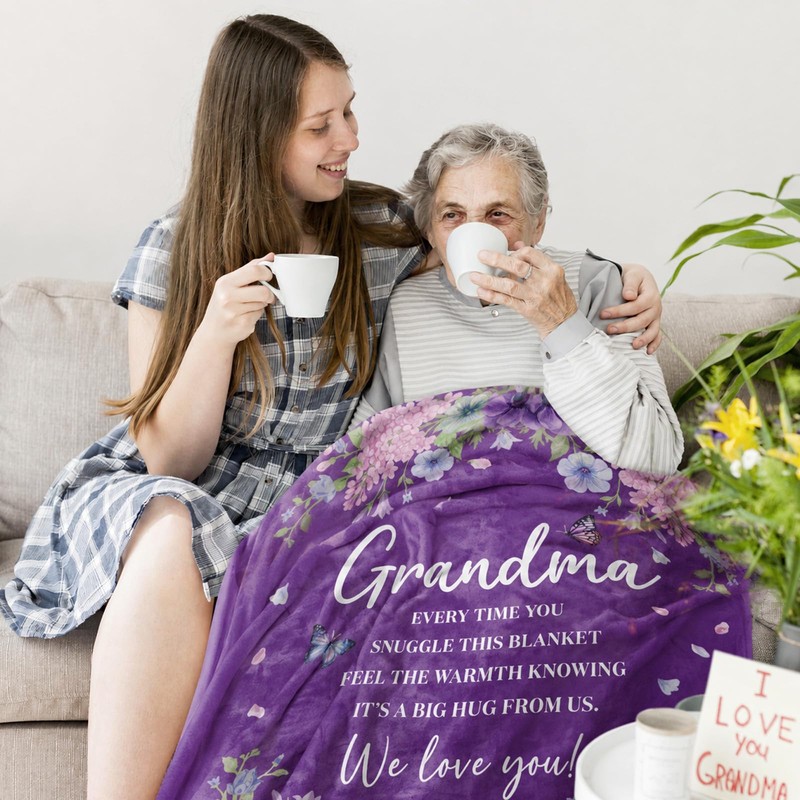Silkwishes Grandma Birthday Gifts, Grandma Gifts Purple Blanket 50" x