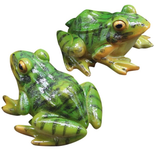 Wakauto Pack of 2 Miniature Garden Frog Figures Simulation Little