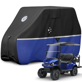 LI LIBZAKI Waterproof Golf Cart Cover, 600D Heavy Duty Marine Grade Fabric, Universal Fits for Most Brand 4 Passengers Yamaha, Honda, Club Car, EZGO Golf Cart -Light Tan