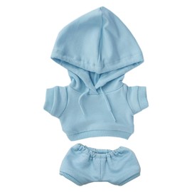 niannyyhouse 15cm stuffed toy clothing Stretch Solid Color Sportswear Hoodie Pants Dress-up Cotton Doll Accessory (light blue, 15cm)
