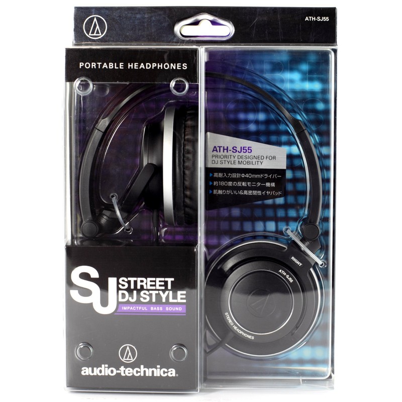 オーディオテクニカ ポータブルヘッドホン ブラック ATH-SJ55 BK