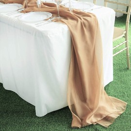 New Creations Fabric & Foam Inc, Chiffon Table Runner Extra Long, Wedding Runners, Holiday Table Runners, Long Table Runners, (Gold, 14" Wide x 120" Long)