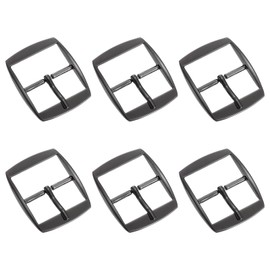 sourcing map Metal Roller Buckle, 6Pcs 1.26" Single Prong Belt Buckle Square Center Bar Buckles for Leather Craft Accessories Belt, Black