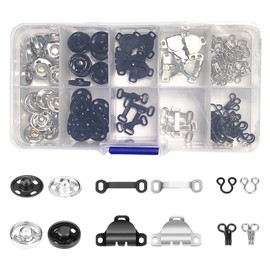 HappyHome Spring Hook, Thin Hook, Snap Button, Sewing Kit, Metal Buttons, Clothes Hook, Pants Hook, Skirt Hook, Craft Hardware, Includes Exclusive Case