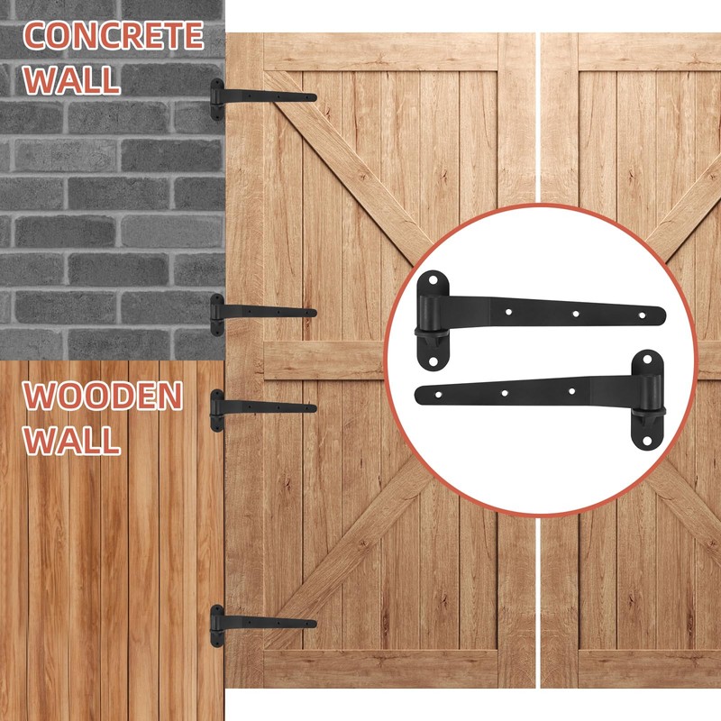4 Pack Heavy Duty T Gate Hinges, 12inch Strap Gate