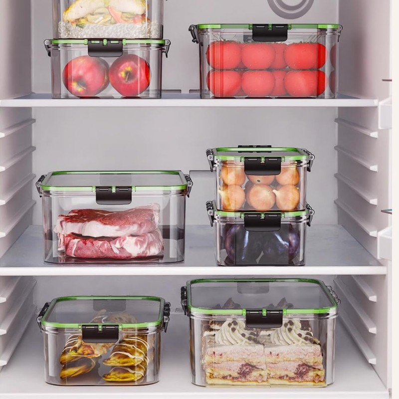 WakiHong 2 Pieces Rectangular Storage Jars with Lids Kitchen Meal