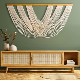 Knots & Beyond Extra Large Macrame Wall Hanging 59" x 33", Modern Boho Wall Tapestry for Office, Above Bed Bohemian Wall Decor, Fabric Yarn Wall Art for Above Couch