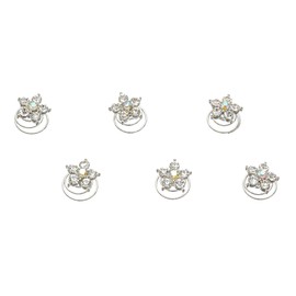 SAMKY Set of 6 Flower Blossom Crystal Hair Twister Pins H034