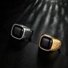 Classic Onyx Ring Black for Men Stainless Steel Antique Swirl