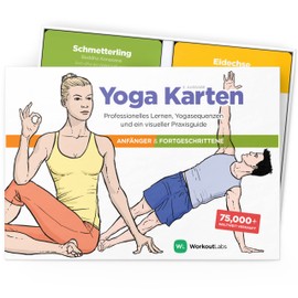 WorkoutLabs Plastic Yoga Cards with Sanskrit Language for Visual Learning, Sequencing Lessons, Practice Postures, Breathing Exercises and Meditation (Full Game) (German)