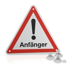 Betriebsausstattung24® Sign "Beginner" | Hard PVC with 3 Suction Cups Size (SL): 20.0 cm | Beginner | Car Sign | Safety Sign Motor Vehicles | Car