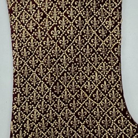 Tahari Home Christmas Stocking Fleur-De-Lis Repeat Pattern 8x22" Red & Gold