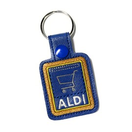 Aldi Quarter Holder Keeper Keychain, Aldi Quarter Keychain, Aldi gift, Holds quarter for cart, Shopping Cart Keychain, Blue with shopping cart outline