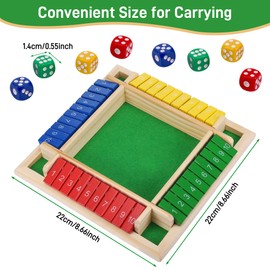 Starvortex Shut the Box Game 4 Player, Colorful Dice Games, Premium Wooden Dice Board Game, Fun Close the Box Game, Puzzle Wooden Games with 8 Dices, Educational Table Math Game, Holiday Games for Kid
