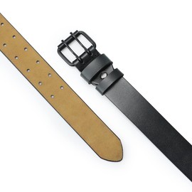 TEAMMAO Mens Belt Double Pin Buckle Leather Belts Big and Tall Size 34"-64" Retro Work Jeans 1.49 Inch Wide Waist Belt(Black,Waist:62"-64")