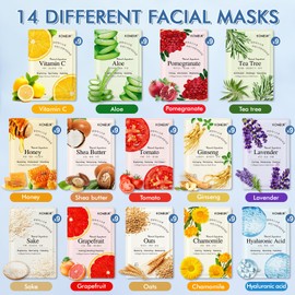 KONEUK 126 Pack Sheet Face Masks Skincare, Bulk Facial Mask Gifts Set for Women Skin Care, Hydrating Face Masks Suitable for All Skin Types, Face Mask Spa for Sensitive Skin