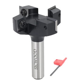 Slab Flattening Router Bit 1/2 Shank, 4-Flute 2" Cutting Dia, Insert Carbide CNC Spoilboard Surfacing Router Bit, Wood Planer Planing Bit for Flycutter/ Slab Leveler/ Rabbeting by SICWOOD