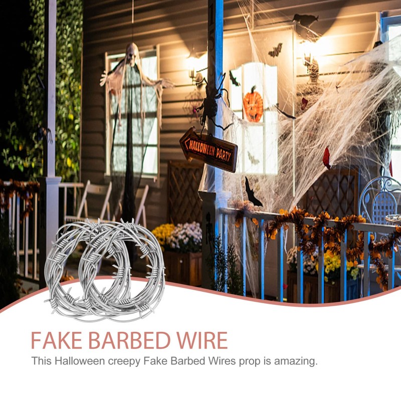 Toyvian 2pcs Barbed Wire 8ft/240cm Imitation Barbed Wires Prop Fake
