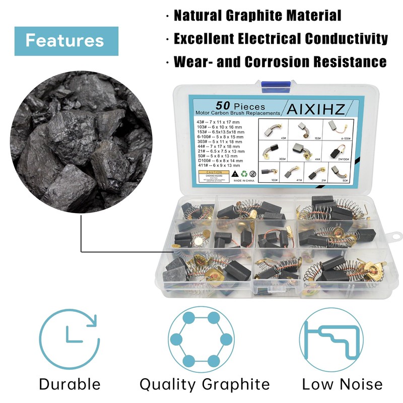 Electric Motor Carbon Brushes for Power Tools Repair Maintenance, Set