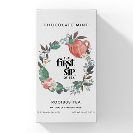 Chocolate Mint Rooibos Tea Box, 16 Tea Bags, The First Sip of Tea