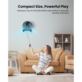 Koonie 8'' Wall Mount Fan, Quiet Small Wall Fan with Timer, 8.2ft Wired Remote, 80° Oscillation, 100° Adjustable, 3 Speeds High Velocity for RV Bedroom Kitchen Office Garage(Adapter Included)