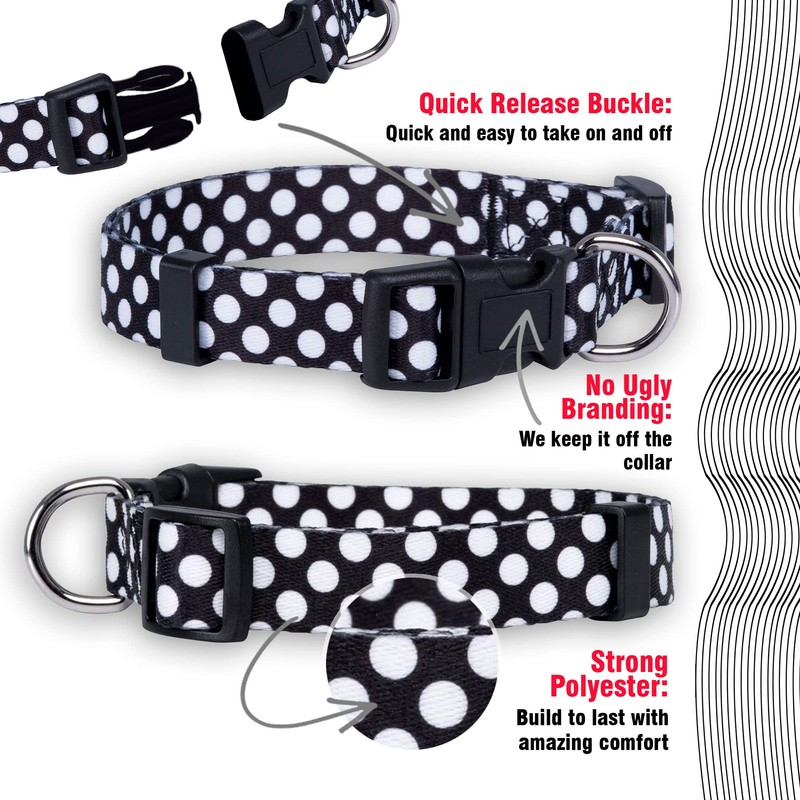 Native Pup Polka Dot Dog Collar, Adjustable for Small, Medium,