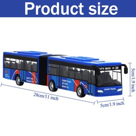 LGQHCE Bus Toy Truck,Bus Model Car Roles Toy Cars Alloy Toy Vehicles Friction Powered Push Children Idea Play Transporter Vehicles for Kids Gifts Aged 4 Years and Older (Blue)