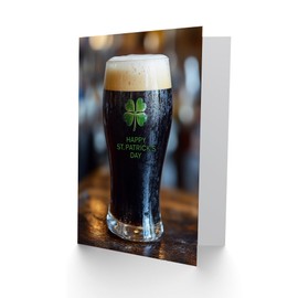 Artery8 St. Patrick's Day Card Raise A Pint Stout Blank For Him Or Her Art Greeting Card
