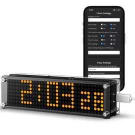 NPHMbM WiFi LED Matrix Digital Clock with Seconds Display,Smart Desk Clock, WiFi Sync & Atomic Timekeeping | Customizable Display Modes for Home & Office | Modern Design, NTP Synchronized
