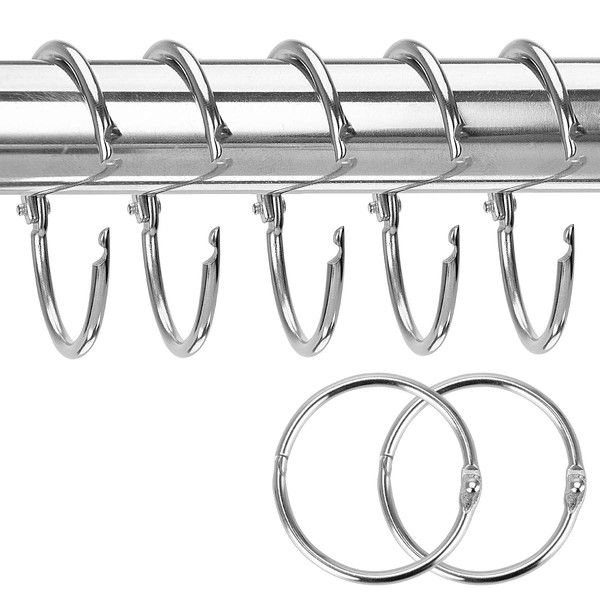 A-LIFE Curtain Rings, Sliding Rings, Opening Design, Curtain Ring Hooks, Inner Diameter 15.4 inches (39 cm), Firmly Fixed, Pack of 20, Silver