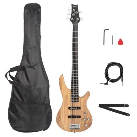 Glarry GIB Electric Bass Guitar Right Handed Basswood Burlywood For Beginner