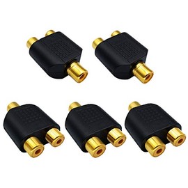 AAOTOKK RCA Y Splitter Adapter,Gold-Plated1RCA Male to 2 RCA Female Jack Audio Video Y Splitter Adapters Connector for Audio Video AV TV Cable Convert (5 Pack F/F)