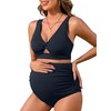 Charmo Women Maternity 2 Piece Bikini Set Ribbed Cutout Pregnancy