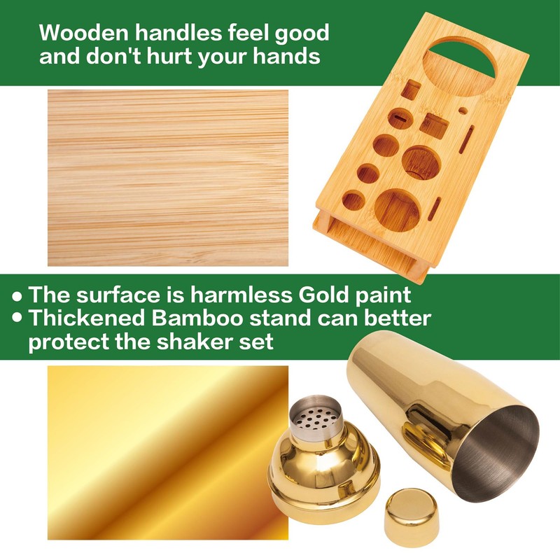 Cocktail Shaker Set Bartender Kit with Bamboo Stand,13 Piece Bar