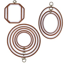 10 Pcs Large Embroidery Hoop Frame, Decorative Imitated Wood Embroidery Hoops, Circle Oval Octagonal Cross Stitch Hoop, Display Frame for Art Craft DIY Sewing Hanging Ornaments Decor