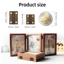 VIPMOON 70 Pcs Small Hinges Sets, Vintage Jewelry Box Hinges, 2 Sizes Mini Hinges for Wooden Box, Folding Butt Hinges with Screws, Hardware Hinges for Crafts Jewelry Box, Brown