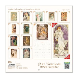 Art Nouveau Wall Calendar 2026 12" x 12" FSC® Plastic Free - Starts Week On Sunday | Family Planner Calendar 2026