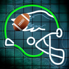 Football Neon Sign for Wall Decor - Eagle Team Merch Neon Acrylic USB Powered LED Wall Art Decor, Light Up Sign Dimmable, for Man Cave Game Room Bedroom Bar Club Party Fans 12.99" × 12.99"