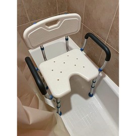 GreenChief Bariatric Shower Chair 300lb Heavy Duty Shower Bench with Extra Wide Seat, Small Bathtub Chair with Arms and Back Removable, Shower Chair for Elderly and Disabled