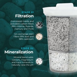 Single Replacement MINA Alkaline Fluoride Water Filter by Santevia | Single at Home Water Pitcher Filter Adds Minerals and Makes Alkaline Water | Fluoride & Chlorine Water Filter | Made in Canada