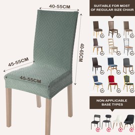 Viste tu hogar Pack of 2 Chair Covers Dining Room and Home 45-55 cm, 100% High Quality Polyester, Elastic, Cleaning, Maze Design, Water Green