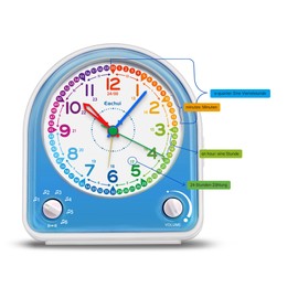 Eachui Analog Wecker ohne Ticken mit Schlummerfunktion, Nachtlicht, Einstellbarer Lautstärke und 7 Alarmtöne, Kinder Geschenk Wecker Geräuschlos für Jungen Mädchen (Blau)