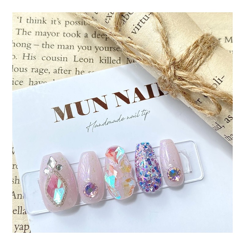Pink Ice Nail Tips - Ballerina / 핑크얼음 네일팁 -