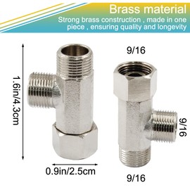 Unlorspy T Valve Adapter for Bidet, 9/16" x 9/16" x 9/16" Three Way Connector Diverter Valve,3 Way T Brass Shower Head Adaptor for Plumbing Splitter (Silver 9/16)