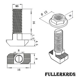 M6 Hammer Screw for Groove 8 and 8E, Bridge 1.5 mm, Steel 8.8 galvanised